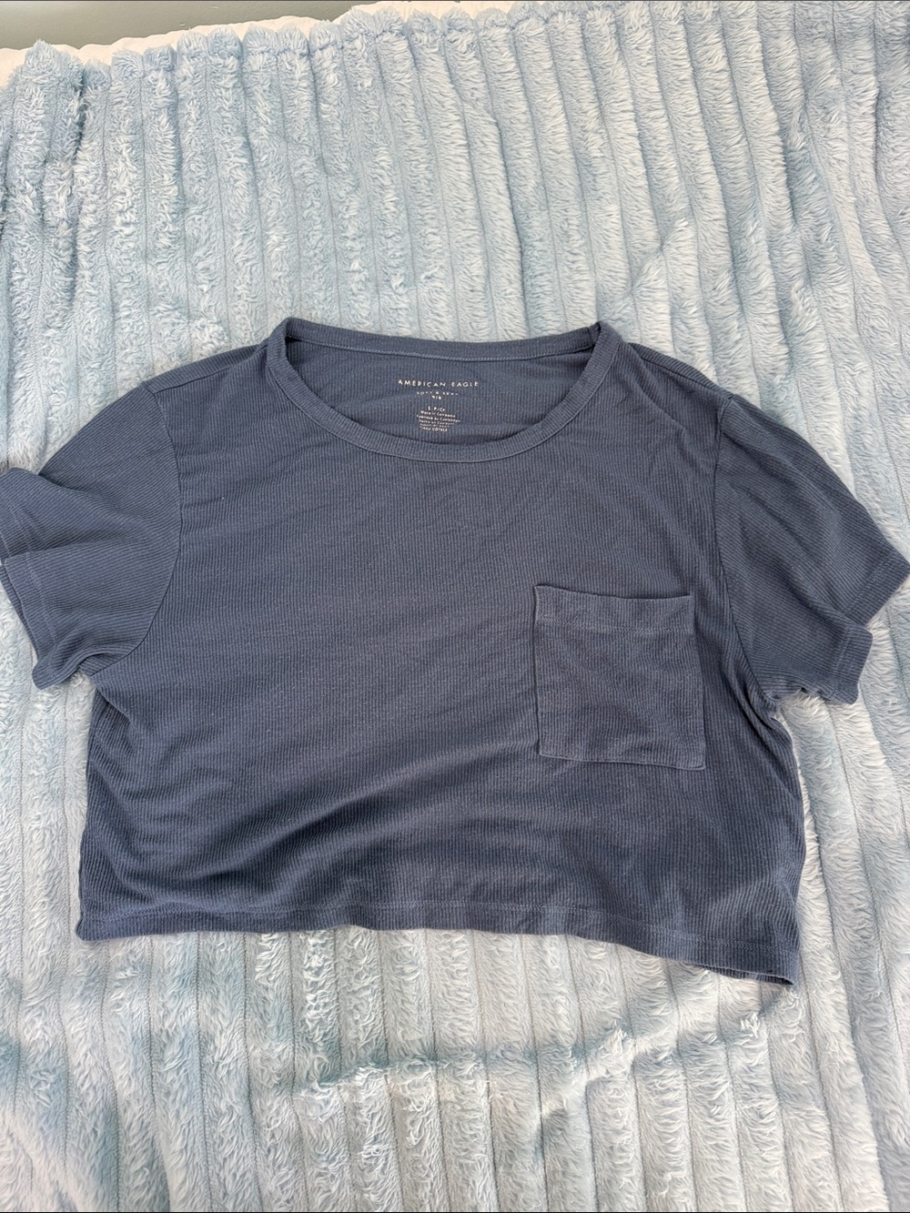 American Eagle Outfitters Navy Blue Cropped Pocket Tee